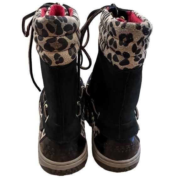 Sperry Top-Sider Duck Boots Womens 7.5 Black Leopard Lined Lace Up - Picture 11 of 16